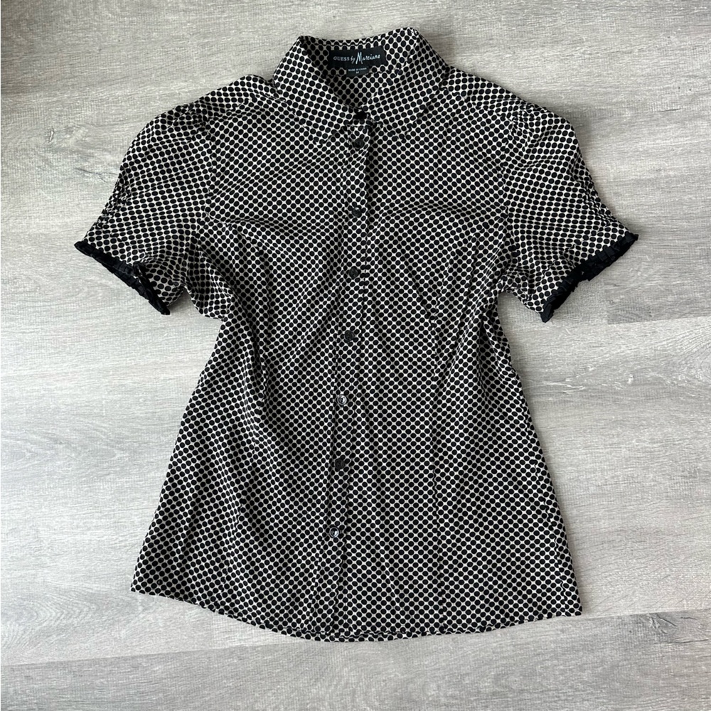 MARCIANO by Guess | Polka Dot Silk Puff sleeve Blouse Size M
